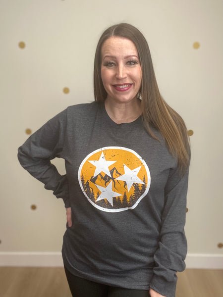 Heather Gray Tennessee Mountain Tristar Long Sleeve Tee