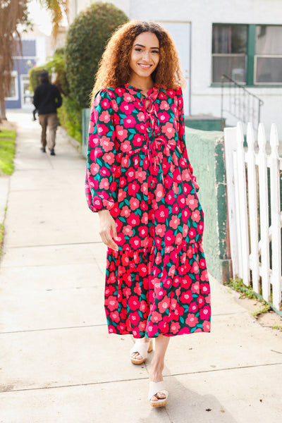 Look Adorable Ribbon Bow Tie Babydoll Tiered Maxi Dress - Online Only!