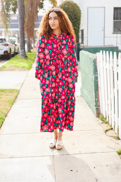 Look Adorable Ribbon Bow Tie Babydoll Tiered Maxi Dress - Online Only!