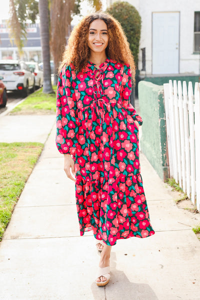 Look Adorable Ribbon Bow Tie Babydoll Tiered Maxi Dress - Online Only!
