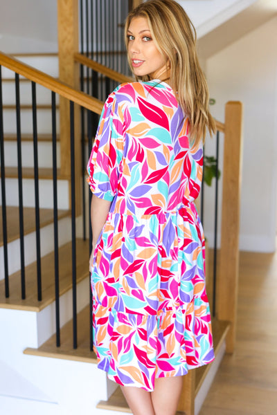 Feel Your Best Multicolor Floral Tiered Front Tie Pocketed Dress - Online Only!