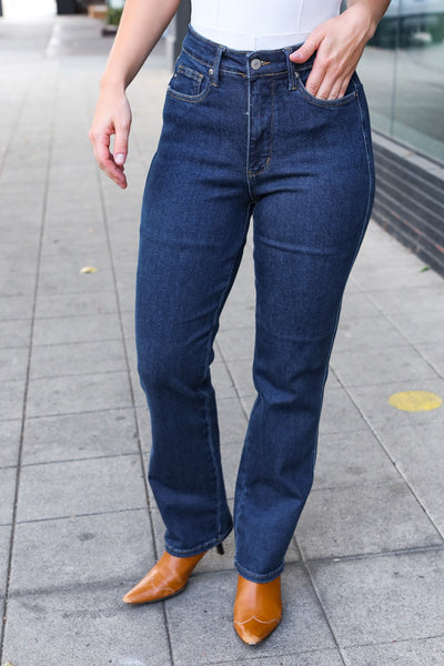 Judy Blue Dark Wash High Waisted Straight Fit Jeans - Online Only!