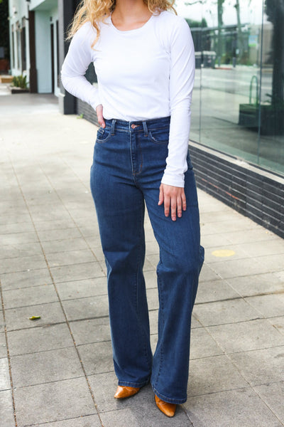 Judy Blue Medium Wash High Waist Wide Leg Jeans - Online Only!