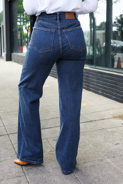 Judy Blue Medium Wash High Waist Wide Leg Jeans - Online Only!