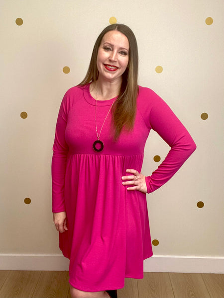 FINAL SALE Magenta Ribbed Dress