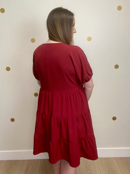 Wine Tiered Dress