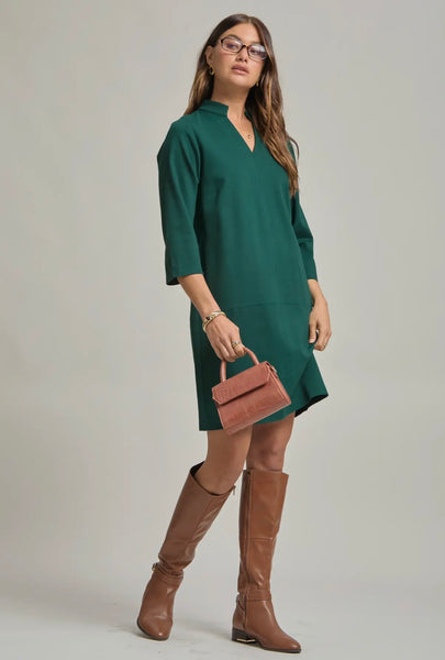 Hunter Green Classic Collared Dress