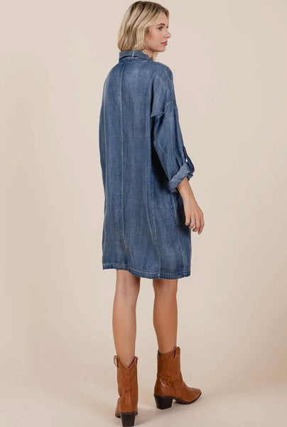 Chambray Button Denim Dress
