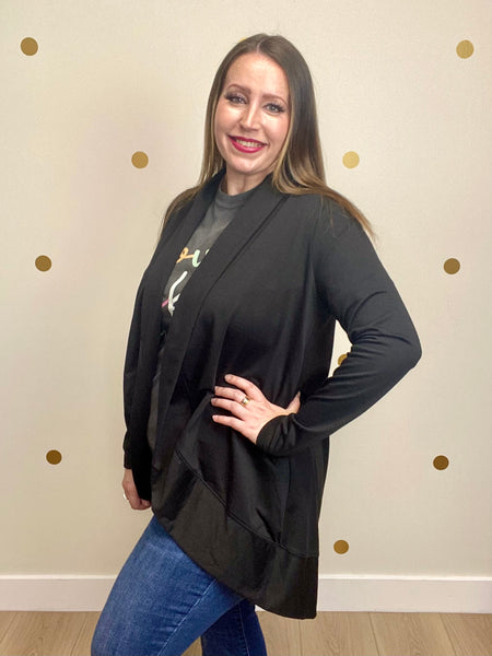 FINAL SALE Black High-Low Pocket Cardigan