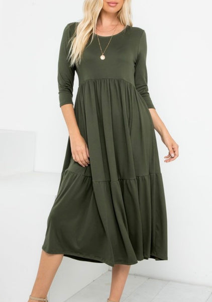 Olive Tiered Dress