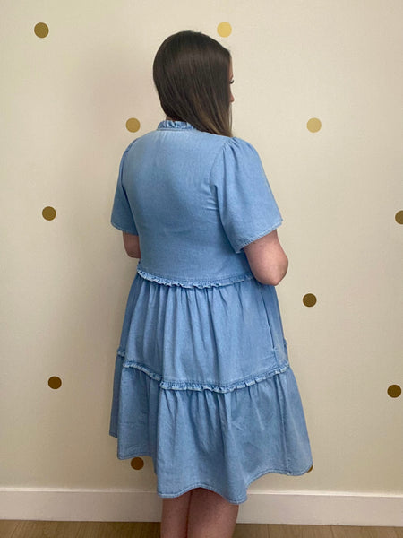 Denim Ruffle Babydoll Dress