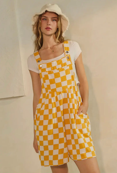 Orange Checkered Game Day Romper