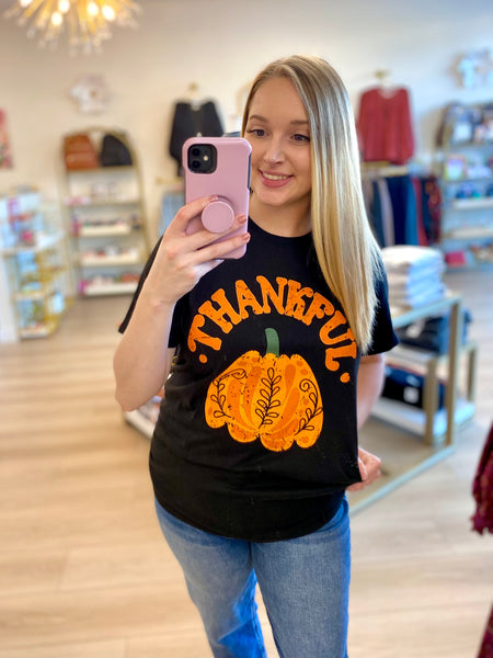 Black Thankful Pumpkin Tee