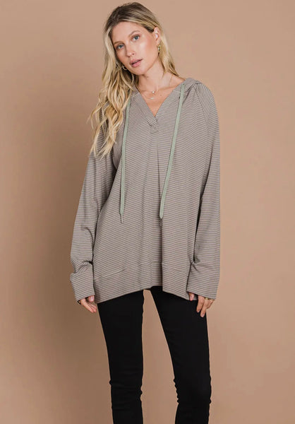 Olive & Pink Striped Hoodie
