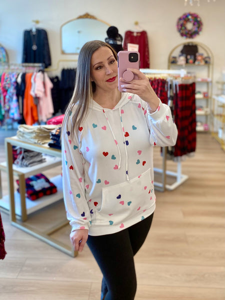 Ivory Multicolor Heart Hoodie