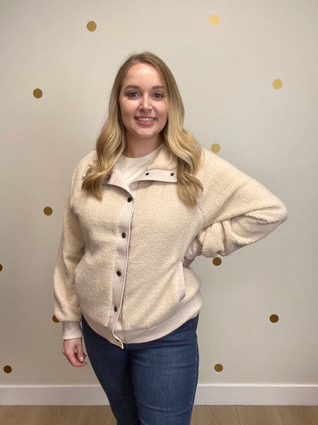 Umgee Ivory Sherpa Button Up Jacket