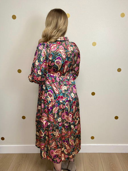 Umgee Teal Green Paisley Midi Dress