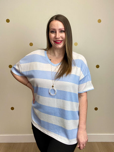 FINAL SALE Blue & Ivory Striped Top