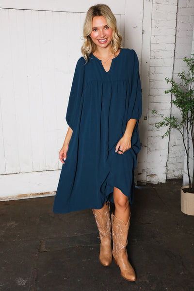 Saphire Skies Woven Crinkled Dress - Online Only!