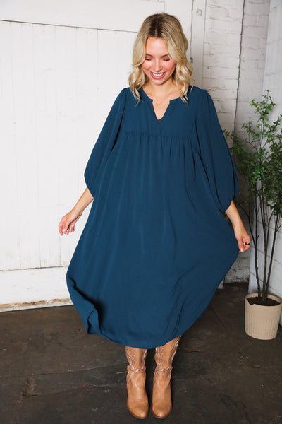 Saphire Skies Woven Crinkled Dress - Online Only!