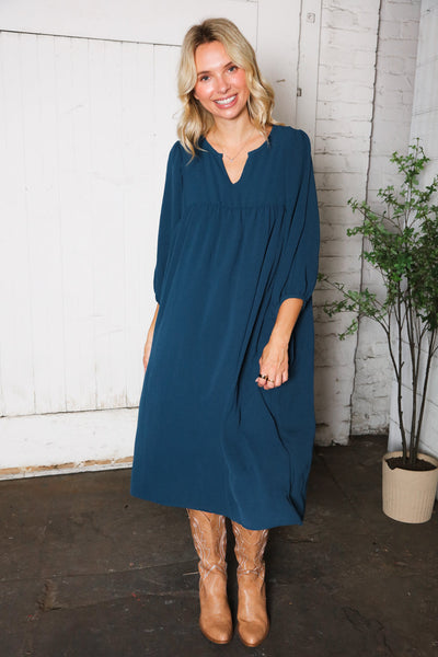 Saphire Skies Woven Crinkled Dress - Online Only!