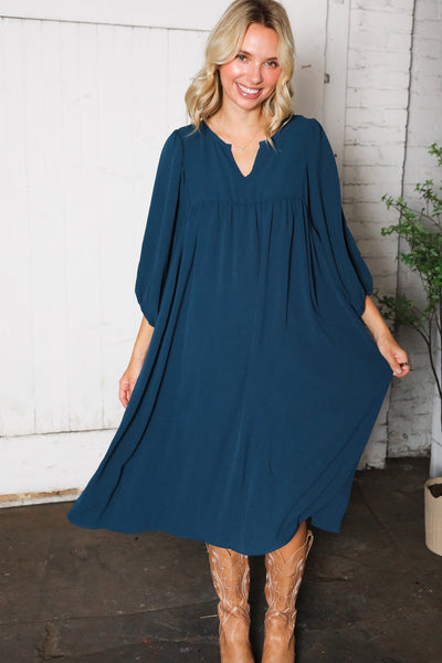 Saphire Skies Woven Crinkled Dress - Online Only!