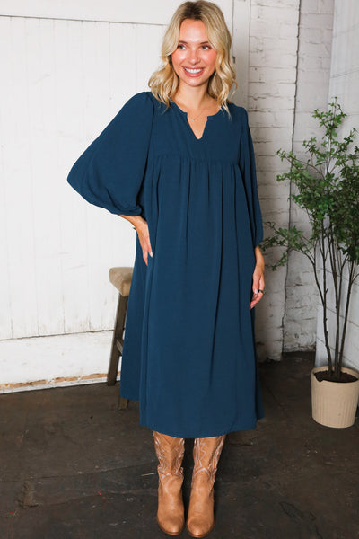 Saphire Skies Woven Crinkled Dress - Online Only!