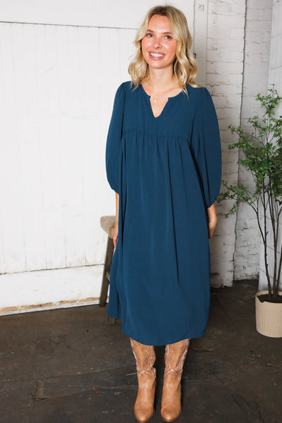 Saphire Skies Woven Crinkled Dress - Online Only!
