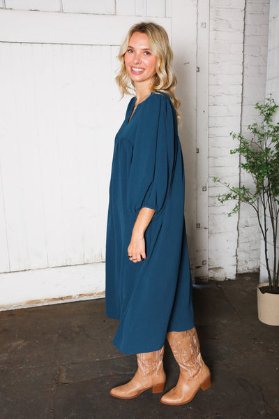 Saphire Skies Woven Crinkled Dress - Online Only!