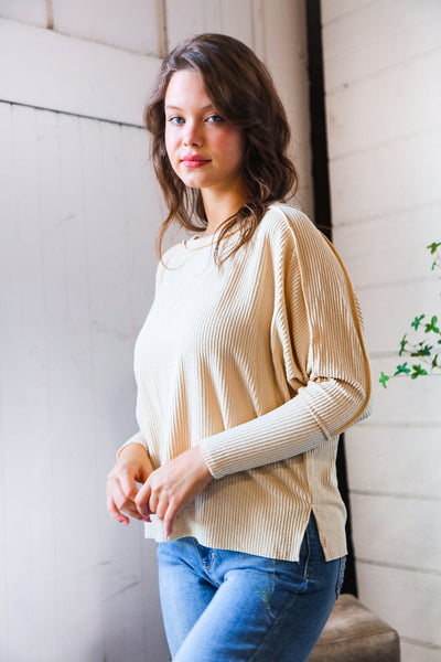 Cream Ribbed Long Sleeve Top - Online Only!