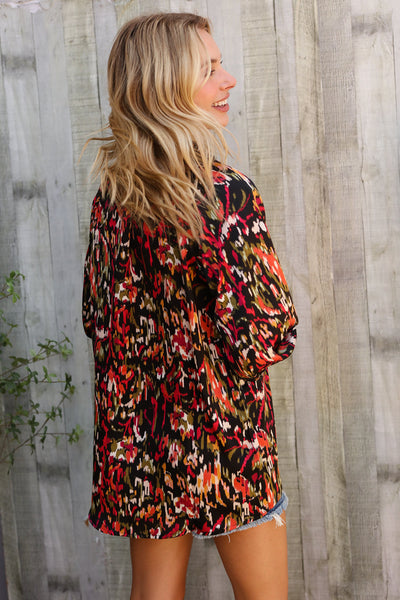 Evening Sunset Scribble Button Down Blouse - Online Only!