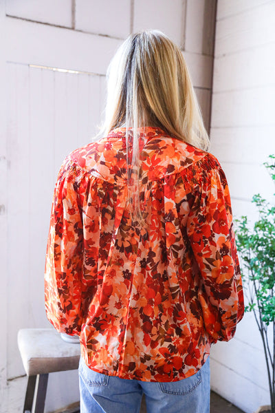 The Painted Petal Babydoll Satin Blouse - Online Only!