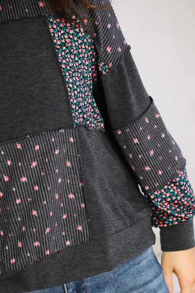 Lazy Daisies Charcoal Pullover - Online Only!