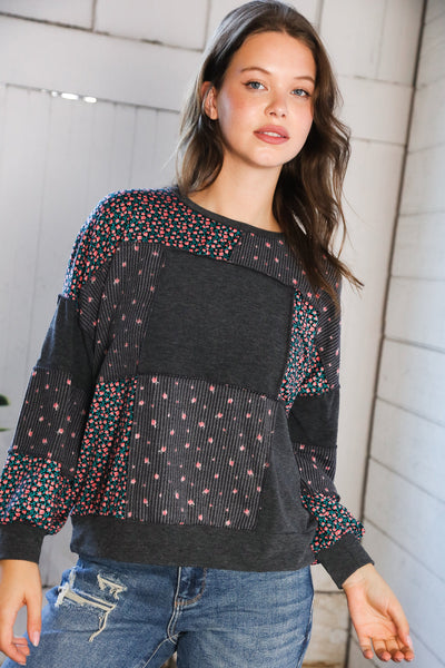 Lazy Daisies Charcoal Pullover - Online Only!