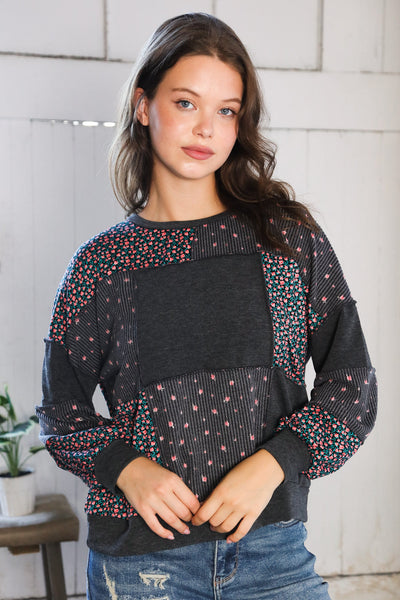 Lazy Daisies Charcoal Pullover - Online Only!