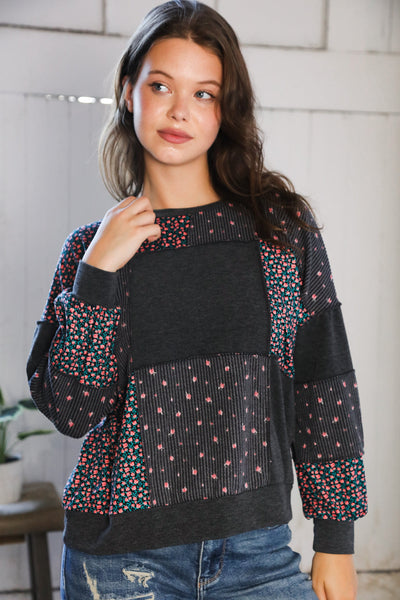 Lazy Daisies Charcoal Pullover - Online Only!