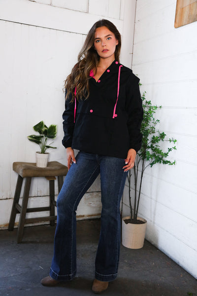 Glow Up Pink and Black Hooded Jacket - Online Only!