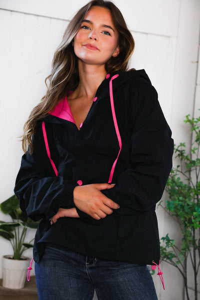 Glow Up Pink and Black Hooded Jacket - Online Only!