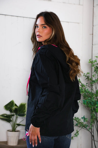Glow Up Pink and Black Hooded Jacket - Online Only!