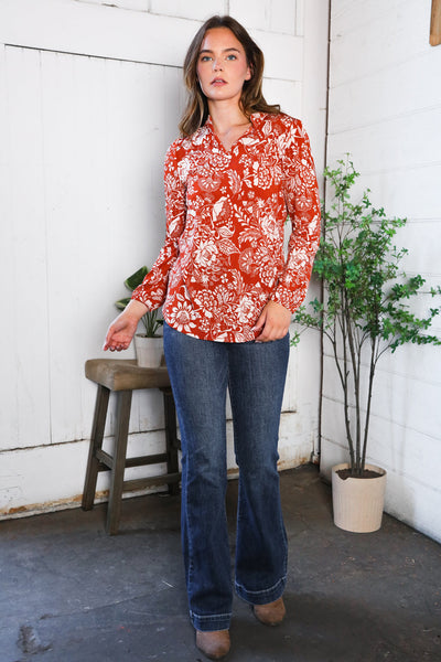 Vintage Botanical Rust Top - Online Only!