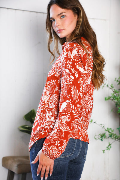 Vintage Botanical Rust Top - Online Only!
