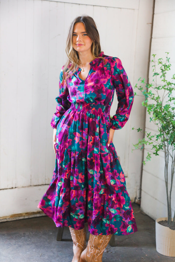 Floral Symphony Smocked Waist Dress - Online Only!
