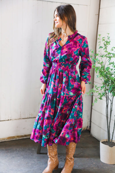 Floral Symphony Smocked Waist Dress - Online Only!