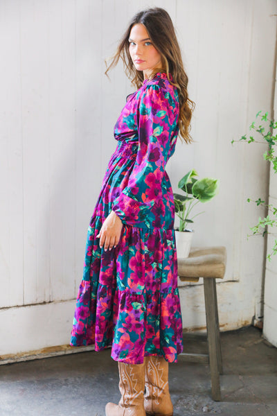 Floral Symphony Smocked Waist Dress - Online Only!