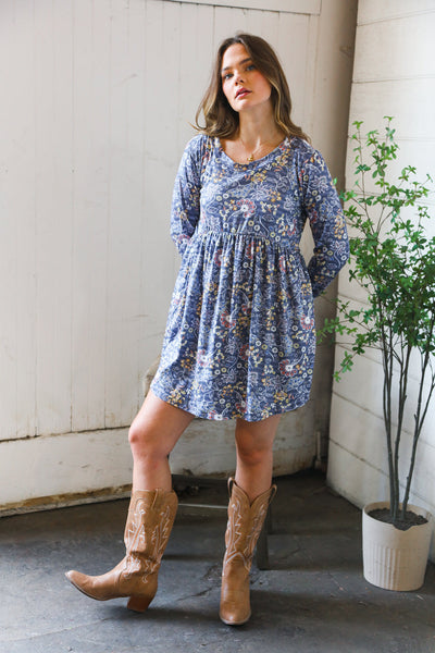 Midnight Meadows Charcoal Swing Dress - Online Only!