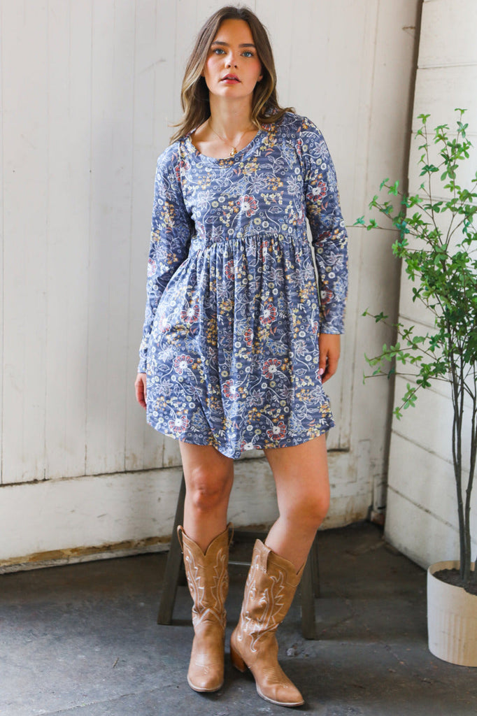 Midnight Meadows Charcoal Swing Dress - Online Only!