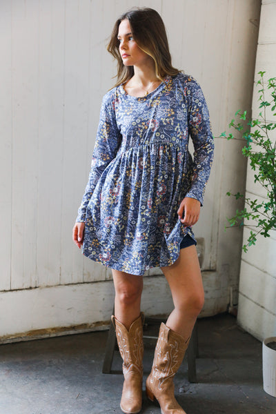 Midnight Meadows Charcoal Swing Dress - Online Only!