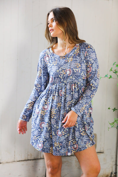 Midnight Meadows Charcoal Swing Dress - Online Only!