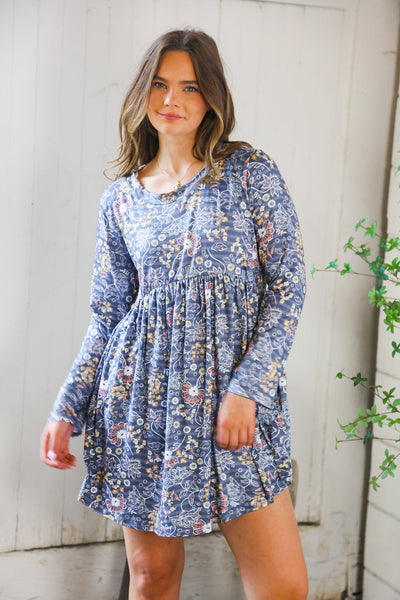 Midnight Meadows Charcoal Swing Dress - Online Only!