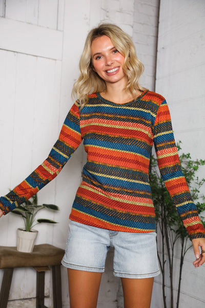 Canyon Glow Stripe Hacci Top - Online Only!